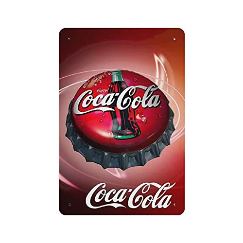 KEYGAMER Plaque en métal Coca Cola vintage pour garage, bar, maison, décoration murale 20,3 x 30,5 cm
