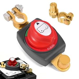 Batteriehauptschalter, Autobatterie Trennschalter mit Batterieklemmen, Trennschalter Wasserdicht, Batterieschalter Auto 12V-48V für Auto Motorrad Marine Boat Caravan Yacht Bus Boot Reisen