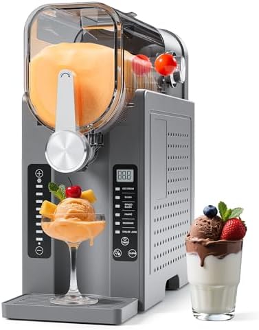 Slushie Machine No Ice Needed, Slushy Machine for Home, Frozen Drink Maker with 6 Preset Programs for Margaritas, Frappés, Milk Shake and More, LED Display, Auto Clean, Grey, 1 Pack+6 Modes