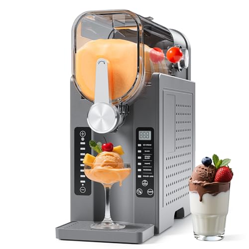 Slushie Machine No Ice Needed, Slushy Machine for Home, Frozen Drink Maker with 6 Preset Programs for Margaritas, Frappés, Milk Shake and More, LED Display, Auto Clean, Grey, 1 Pack+6 Modes