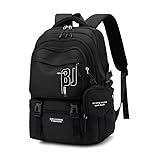 Mochila Escolar Feminina, Impermeável, Compartimentos Múltiplos, Estilo Coreano, Casual Korean Backpack, Mochila de Viagem Fashion (Preto)