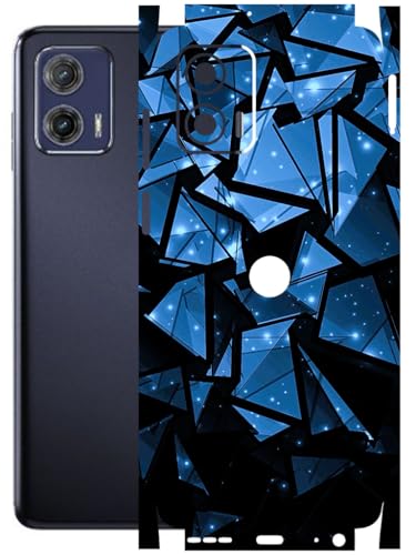 Image of AtOdds - Full Body Back Screen Guard Protector Film - Lamination Wrap Skin Sticker Compatible with Moto G73 (5G) | Scratchproof Matte Finish (Blue Crystals)