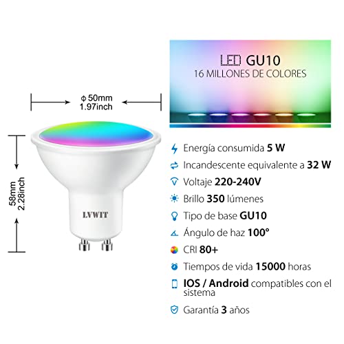 Bombillas LED inteligentes GU10 de 5W para reducir el consumo sin perder brillo 4