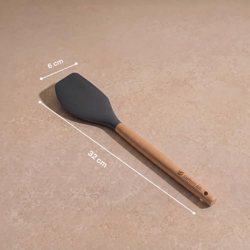Image of CUMIN CO. Silicone Scraper | Non Toxic Heat Resistant Spatula for Cooking and Baking | BPA Free, SGS Certified | Upto 230C | Cookware Friendly