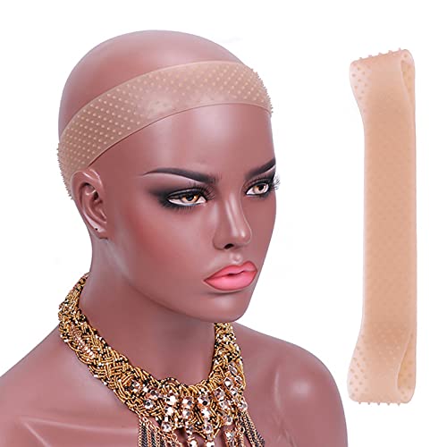 No-Slip Wig Grip Band Transparent Silicone Wig Band Comfort Head Hair Band Extra Hold Wig Headband Adjustable Women Hair Wig Band (Brown)