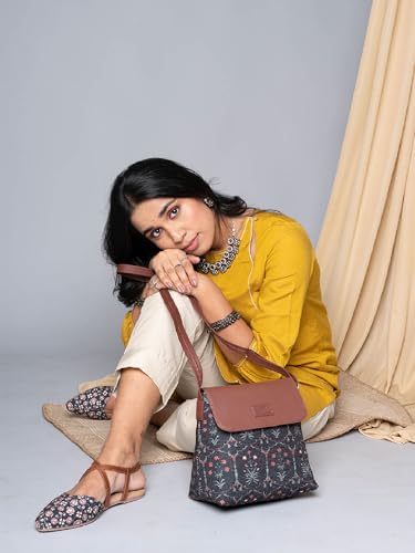 Image of ZOUK Flap Sling Bag | Crossbody Bags for Women | Women's Handbags | Stylish | Vegan Leather Evening Bag | Travel & Office Use | Purse and Wallet | Taj Guldasta Print