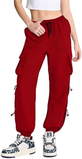 Parachute Pants Women Y2K Drawstring Elastic High Waist Cargo Pant Women Fashion Multiple Pockets Baggy Track Pants - Image 4