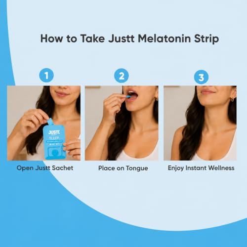 Image of JUSTT ESSENTIALS Sleep Melatonin Oral Strips | Melts Into Restful Sleep | Dreamy Mint Flavour | 5mg | Bedtime Wellness | Vegan Sugar Free | 30 Strips