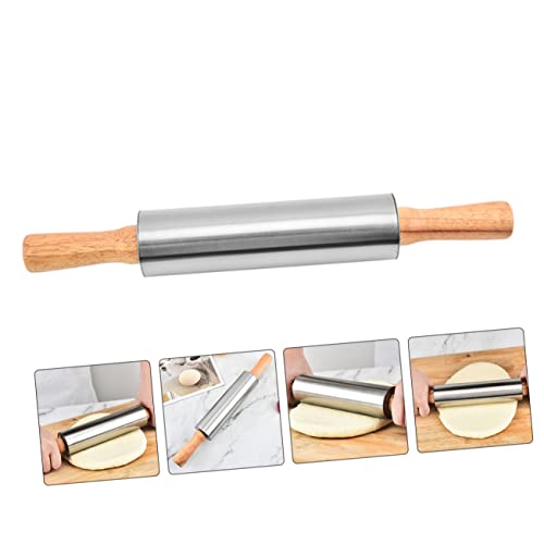 Rodillo para hornear, 2 piezas de rodillo de acero inoxidable para galletas, rodillo de metal para galletas, pan francés, rodillo para pan, rodillo para galletas, rodillo de cocina, paño de reposter
