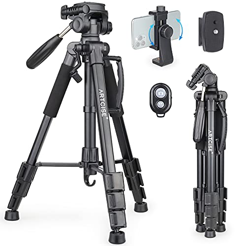 Trípode para cámara Artcise, trípode de Viaje Flexible, Compacto y portátil con Cabezal panorámico y Soporte para teléfono móvil para cámaras DSLR, teléfono móvil Canon Nikon Olympus Sony DV Video Cover