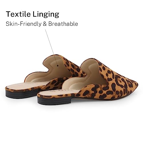 Musshoe Mules For Women Flats Comfortable Pointed Toe Women Mules,Leopard 8 #TOP4