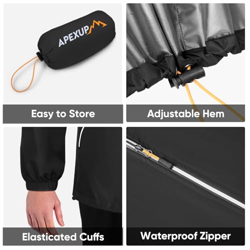APEXUP Packable Rain Jacket Men with Reflective Zipper, Lightweight Waterproof Raincoat, Mens Rain Jacket for Outdoor Sports - Image 6