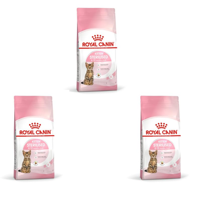 Royal Canin Kitten Sterilised | Paquete Triple | 3 x 400 g | Alimento Completo para gatos | Especial para gatos esterilizados en Crecimiento de 6 a 12 Meses de Edad