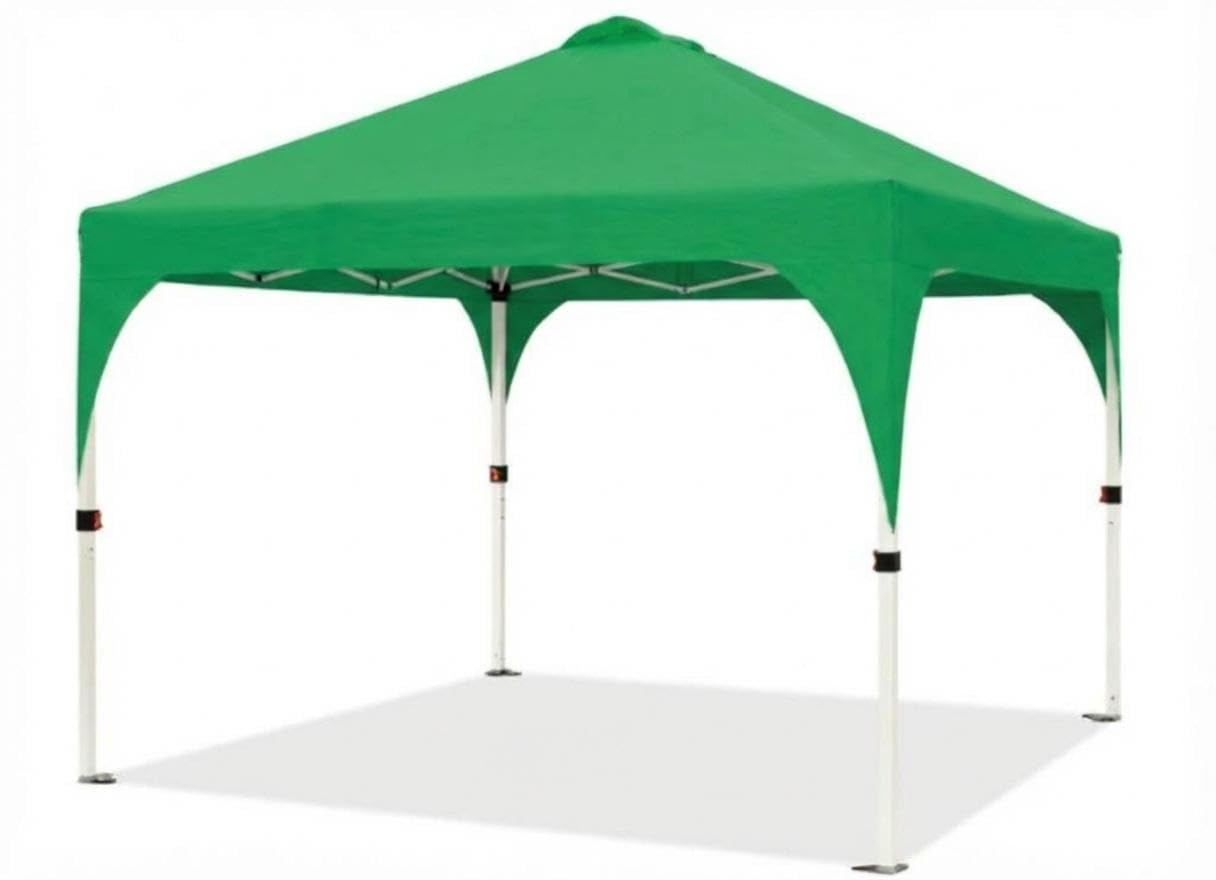 GarveeHome Commercial Folding Tent 3 x 3 m – 150D Oxford fabric with windows, central locking mechanism, height 270 cm, without side curtains, for gardens and events (Green)