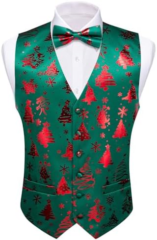 Barry.Wang Mens Suit Vest Floral Silk Waistcoat Ties Formal/Leisure 5PCS