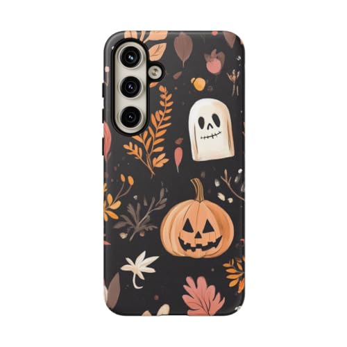 Coque Samsung S24 Plus citrouille et fantôme Halloween rigide mate noire