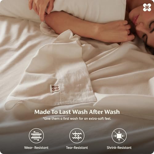 Image of Bedsure PureWoven 100% GOTS Certified Organic Cotton Sheets, King Size 4PCS | Eco-Friendly, 17 inch Deep Pocket with Corner Straps, Luxury Hotel Soft, Breathable & Durable Sateen Bed Sheets, OEKO-Tex, Linen