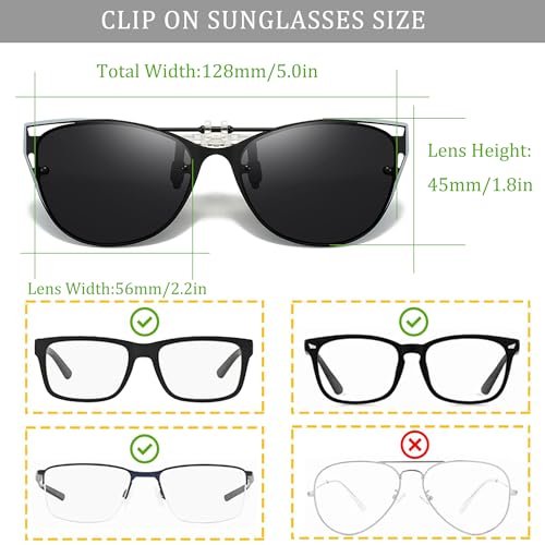Image of Polarized Clip on Sunglasses over Prescription Glasses Unisex Flip-up Sunglasses Over Eyeglasses UV400 Protection