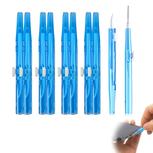 10 Piezas Kit de Limpieza para y Móvil, Cepillo de Limpieza para Puerto de Carga USB C, Altavoces y Ranuras, Herramientas para Limpiar Dispositivos Electrónicos y Auriculares, Azul