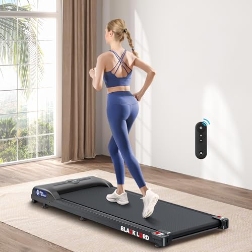 BLACK LORD Walking Pad 2.2HP, Treadmill for Home, Under Desk Treadmill with LED Display & Bluetooth Speaker & Wireless Control, Running Machine, 120KG Capacity, No Assembly, Black