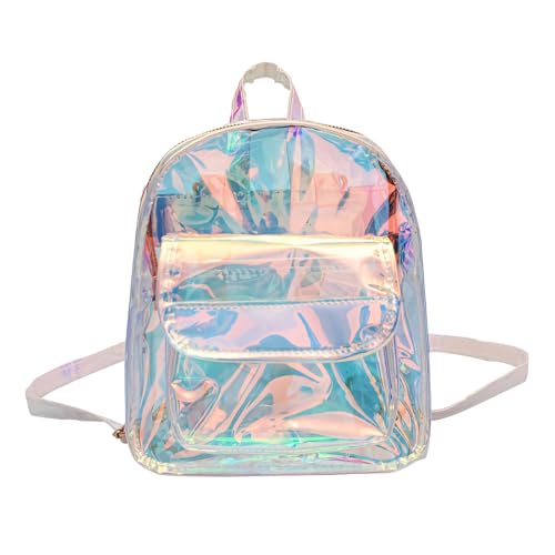 Mochila holográfica: bolsa feminina transparente iridescente, viagem