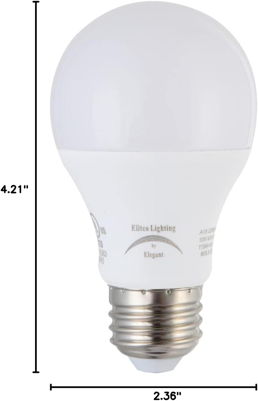 Elitco Lighting Raedyn 2700K LED Nostalgic A19 Light Bulb in White (Set of 6)