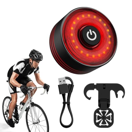 Riaisttd Luz Trasera en Bicicleta, Luces Intermitentes para Bicicletas - Bicicletas de Sensor automático Luz Trasera USB Recargable,Accesorios de Advertencia de Frenos, Suministros de conducción