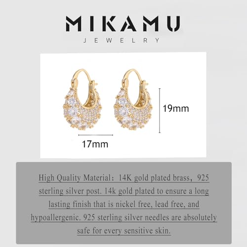 MIKAMU 14K Gold Thick Oval Hoop Earrings for Women CZ cubic zirconia Gold Plated trendy Thick Oval Earring for Women Jewelry2