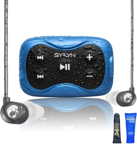 100% Waterproof SYRYN Swimbuds Flip Bundle for Swimming with Music | Enjoy Up to 2,000 Songs or 138 Hours of Audio | Drag and Drop MP3, AAC, M4a, FLAC Using PC or Mac | No Apple Music, No Spotify