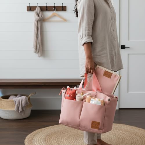 Image of abracadabra Everyday Essentials Diaper Bag For Mother, Maternity Bag for Newborn Baby, Waterproof and Multipurpose, (37 x 14 x 28 cm) - Dusty Pink
