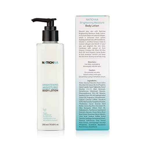 Natichaa Collagen Cream Body Lotion - Skin Tightening & Brightening, Coconut Scent, Vegan, Paraben-Free, Ph Balanced, 8.45 Fl Oz #TOP4