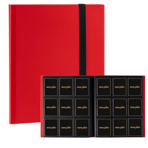 Card Binder 9 Pocket Storage 360 Card Binder,Trading Card Binder Senior and Sturdy Side-Loading Album,Intended For YuGiOh,MTG, TCG,Game Cards & Baseball Card Binde,（Red）