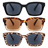 LOUOL READERS Sun Reader for Women Square Reading Sunglasses with Spring Hinge UV400 Protection Stylish Ladies Outdoor Reading +1.5
