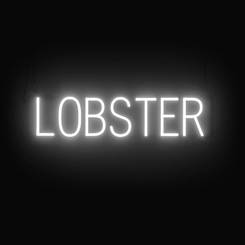 SpellBrite LED Neon LOBSTER Sign for Business - White, 27" x 6"