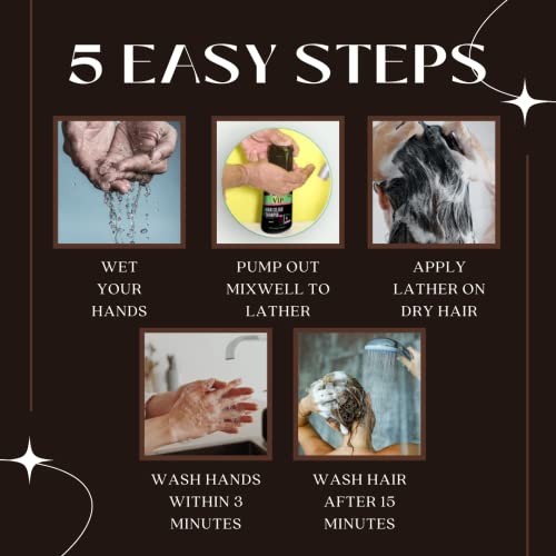 Vip 3 In 1 Natural Hair Color Shampoo Bottle (Dye, Conditioner & Shampoo) | Ammonia Free Instant Semi-Permanent Black Hair Dye Shampoo (400Ml / 13.52 Fl Oz) #TOP4