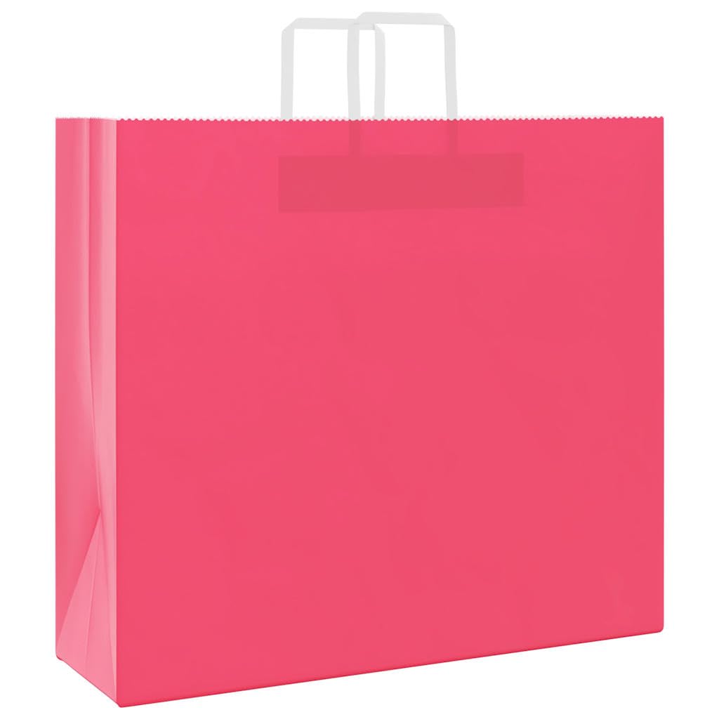 Różowe torby papierowe kraft 54 x 15 x 49 cm z uchwytami linowymi, 250 sztuk, na imprezy, prezenty i zakupy
