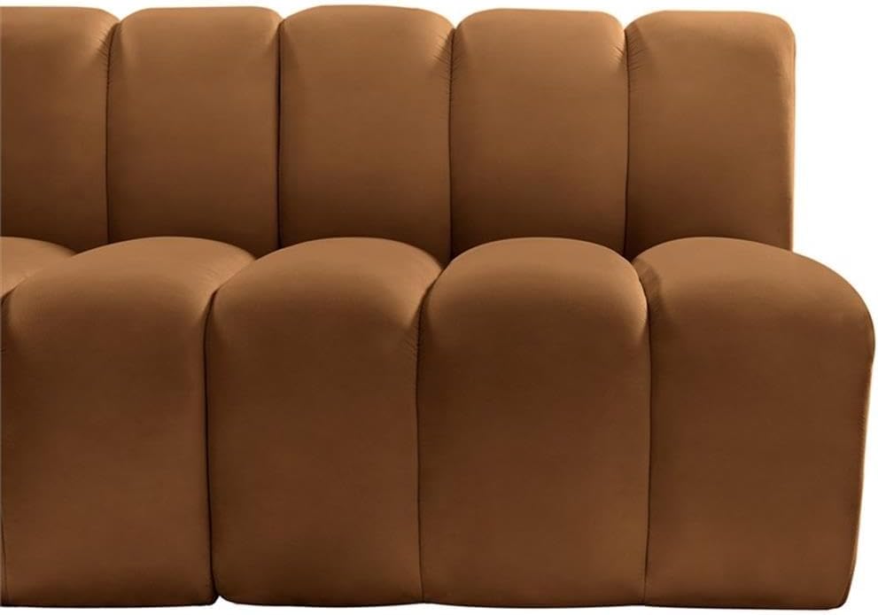 BOWERY HILL Contemporary Velvet Modular Sectional, Saddle Velvet Upholstery, Deep Channel Tufting, 60" W x 31" D x 30" H, Versatile Living Room Seating with Attachment Latch