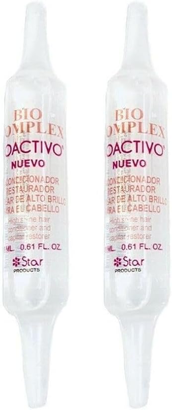 Bio Complex Proactive Hair Ampoules - Intensive Hair Conditioner & Restorer for Shine & Softness - 0.61 fl oz Each - Star Products (2-Pack) Dominican Hair treatment Leave in