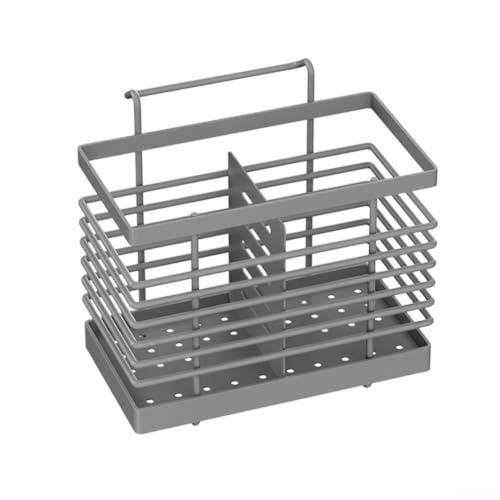 Soporte para palillos montado en la pared para uso en cocina, cuenta con drenaje integrado para higiene, sostiene palillos y otras herramientas de cocina pequeñas (gris)