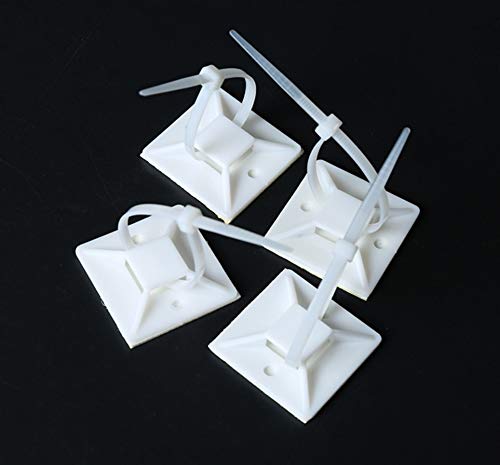 10 unidades 20 x 20 mm  Base adhesiva para sujetacables  Base de fijación  Almohadillas adhesivas 10 unidades