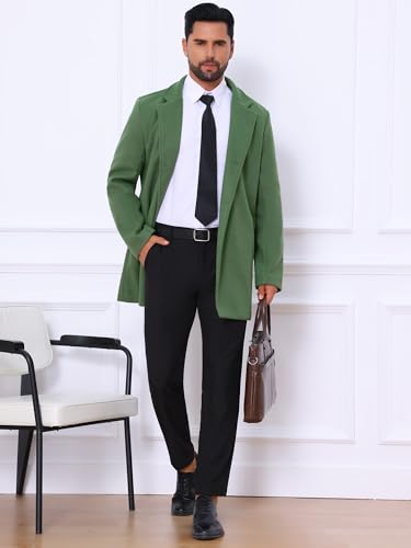 Image of Lars Amadeus Men's Trench Coat Notch Lapel Single Breasted Classic Long Pea Coats Overcoat