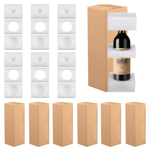 6 Pièces Boîtes en carton ondulé pour expédition de bouteilles Boîtes d'emballage avec coton...