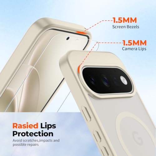 Image of SUPFINE Magnetic for Google Pixel 11 Pro Case - Stone | With Screen Protector,Translucent Matte,Built-in Magnets,Military Grade Drop Protection,Shockproof Phone Cover