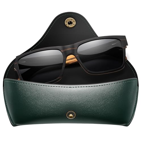 SUNGAIT Ebony Zebra Wood Sunglasses for Men Rectangular All-wood Frame Polarized Lens with Hard Gift Case(Ebony Zebra Frame/Grey Lens)
