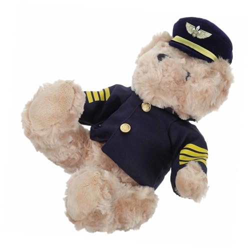 Poupée ours pilote en peluche haut de gamme ORFOFE, coton PP marron pour collectionneur exigeant