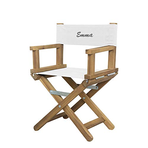 Amikado Fauteuil de metteur en scène bébé & Enfant personnalisé - châssis Bois Naturel (Blanche) - Dimensions : H 55 x L 36 x P 28 cm