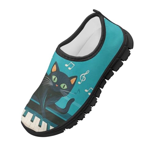 Water Shoe for Kids Slip on Sneakers with Black Cat Piano Print Walking Shoes Boys Girls Comfort Sneakers for Tennis Outdoor3