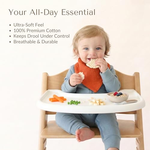 Konssy Cotton Baby Bandana Bibs, 10 Pack - For Boys & Girls, Teething and Drooling