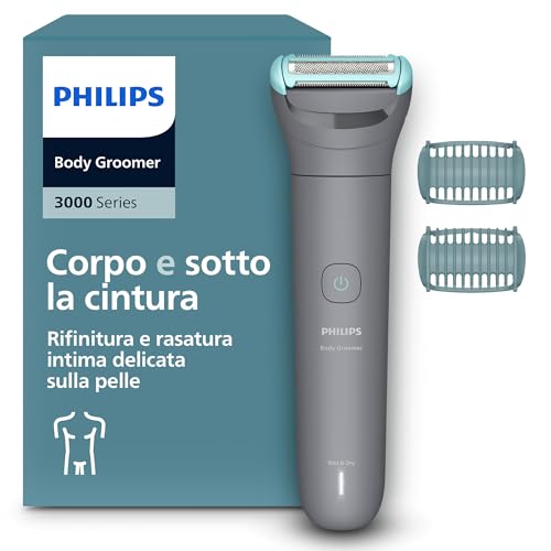 Immagine prodotto: Philips Bodygroom series 3000 - Rifinitore per uomo tripla protezione, Rifinitura e rasatura intima, Preciso e confortevole sulla pelle, Impermeabile al 100%, 80 minuti di autonomia, Modello BG3480/15