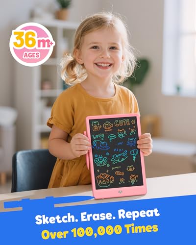 Image of TEKFUN LCD Writing Tablet Doodle Board, 8.5inch Colorful Drawing Pad for Kids,Toys Gifts for 3 4 5 6 7 8 Year Old Girls Boys Pink